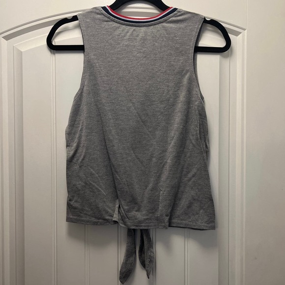 Captain Marvel Women’s Tie Front Hem Graphic Tank Top Size M Heather Gray Blue - Picture 5 of 5
